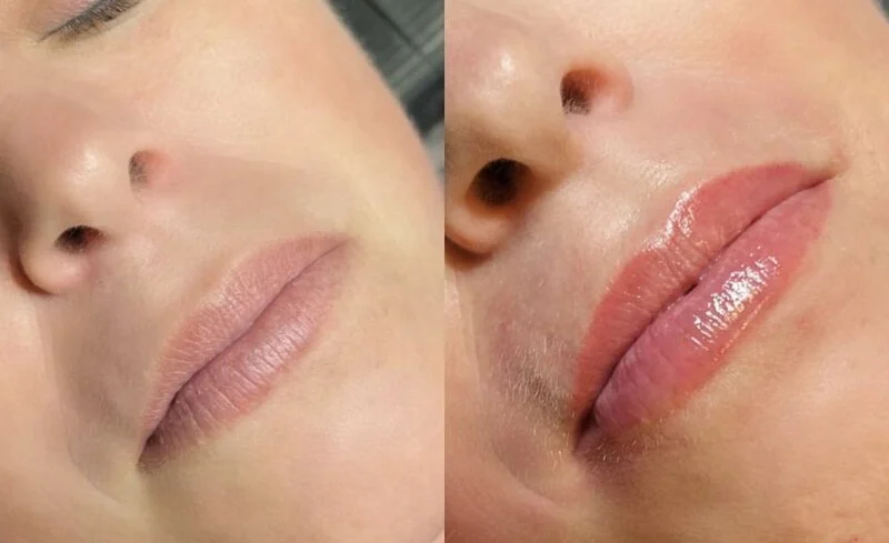 Lip Blushing Before and After